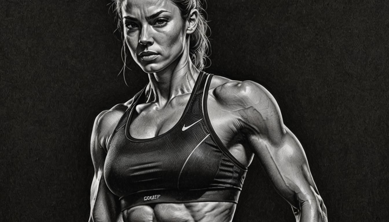 Detailed Pencil Drawing: Female Fitness Portrait