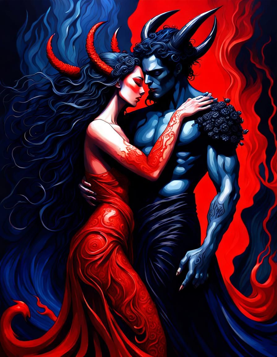 Demonic Hades and Persephone in Noir Style