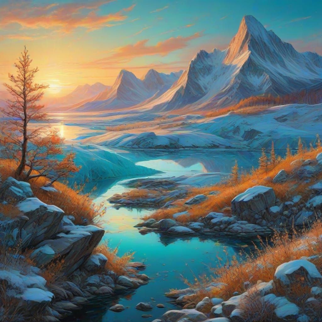 Amber and turquoise evening light