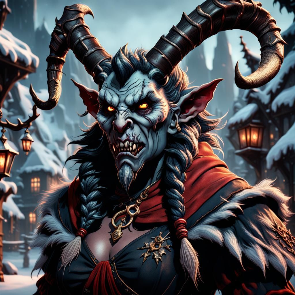 Teenage Krampus: Detailed Matte Painting