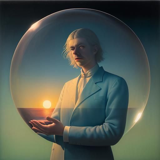 Surreal World in a Bubble: Oil Painting Style