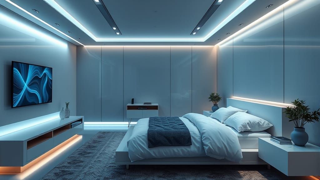 Sleek Smart-Tech Bedroom in Futuristic Style