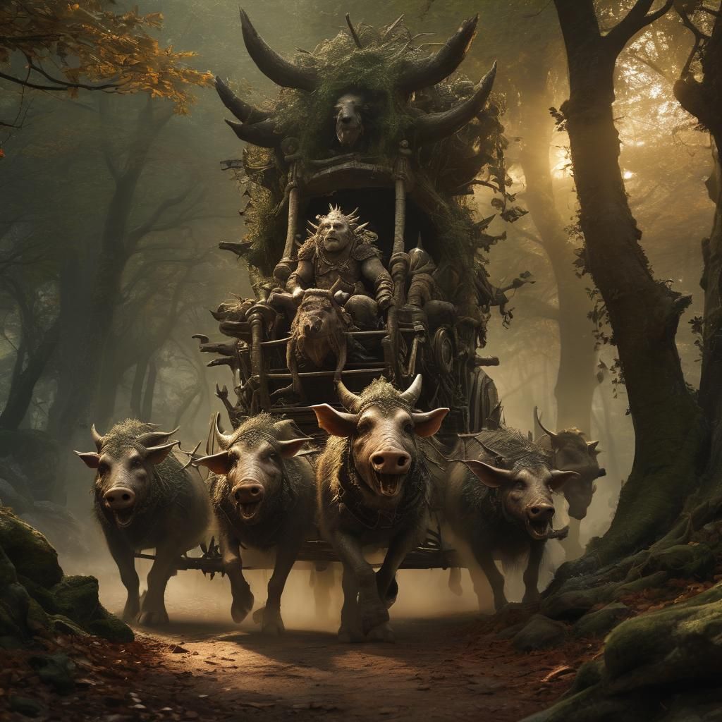 Goblin Chief's Boar Chariot in Ancient Forest