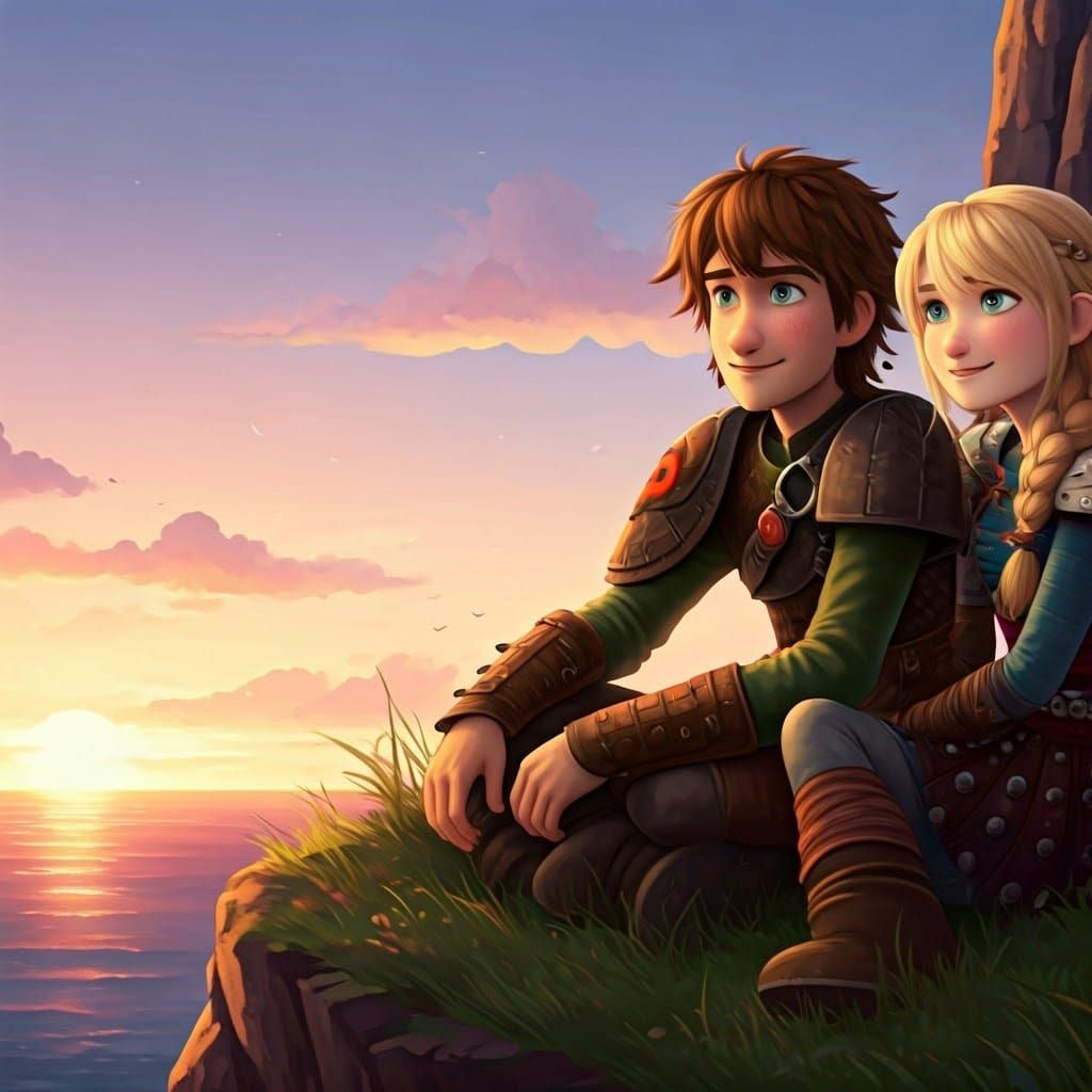 Viking Sunset Moment Captured in Dreamy Digital Art