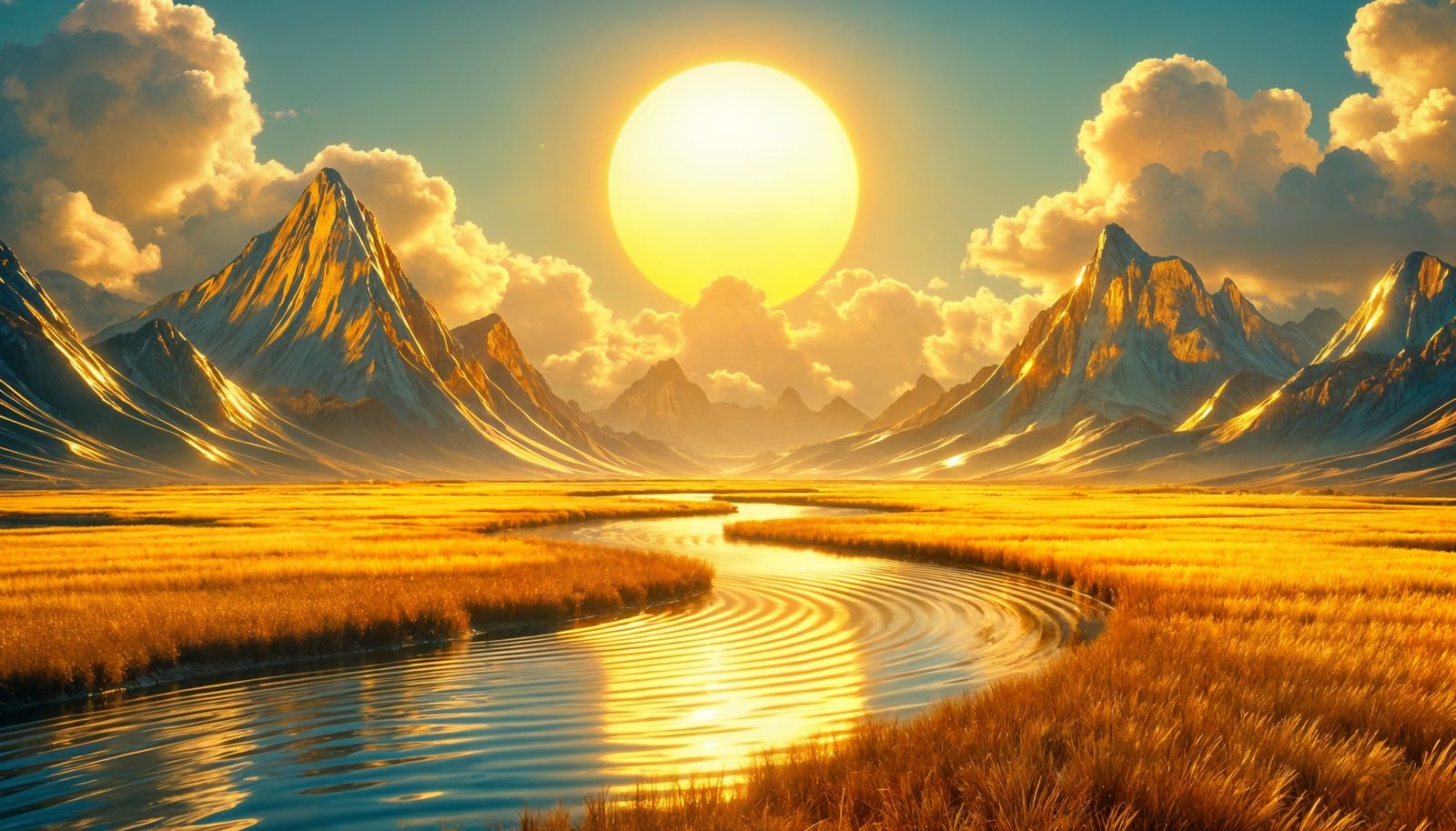 Golden Planet Landscape in a Cinematic Style