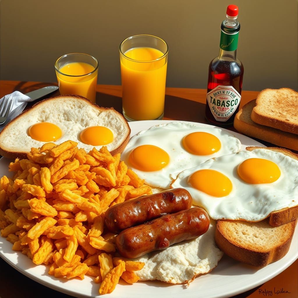 Classic American Breakfast Still Life in Vibrant Colors