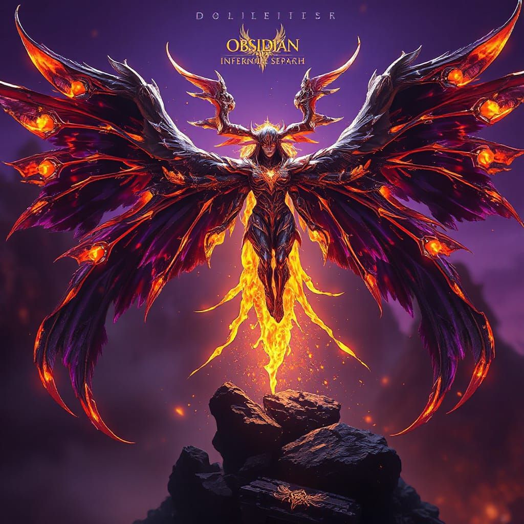 Obsidian Infernal Seraph: Dark Fantasy Concept Art