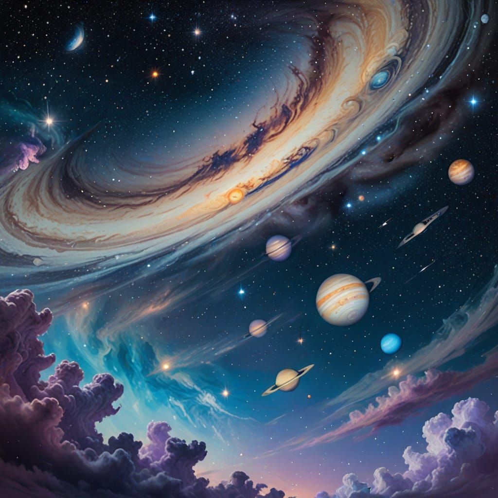 Cosmic Dreamscapes in Celestial Impressionism