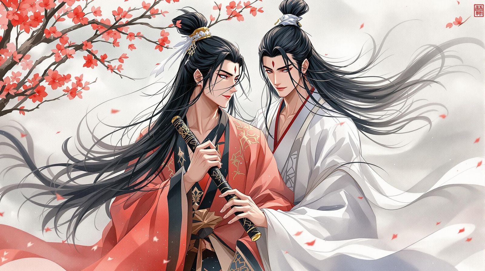 Elegant Fantasy Figures in Dreamlike Setting