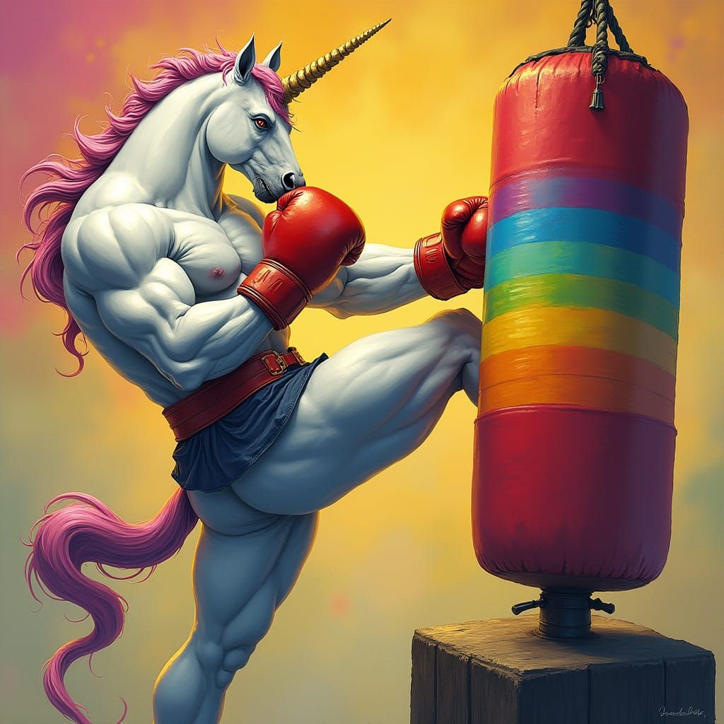Brian Shaw as Unicorn Boxer in Fantasy Art