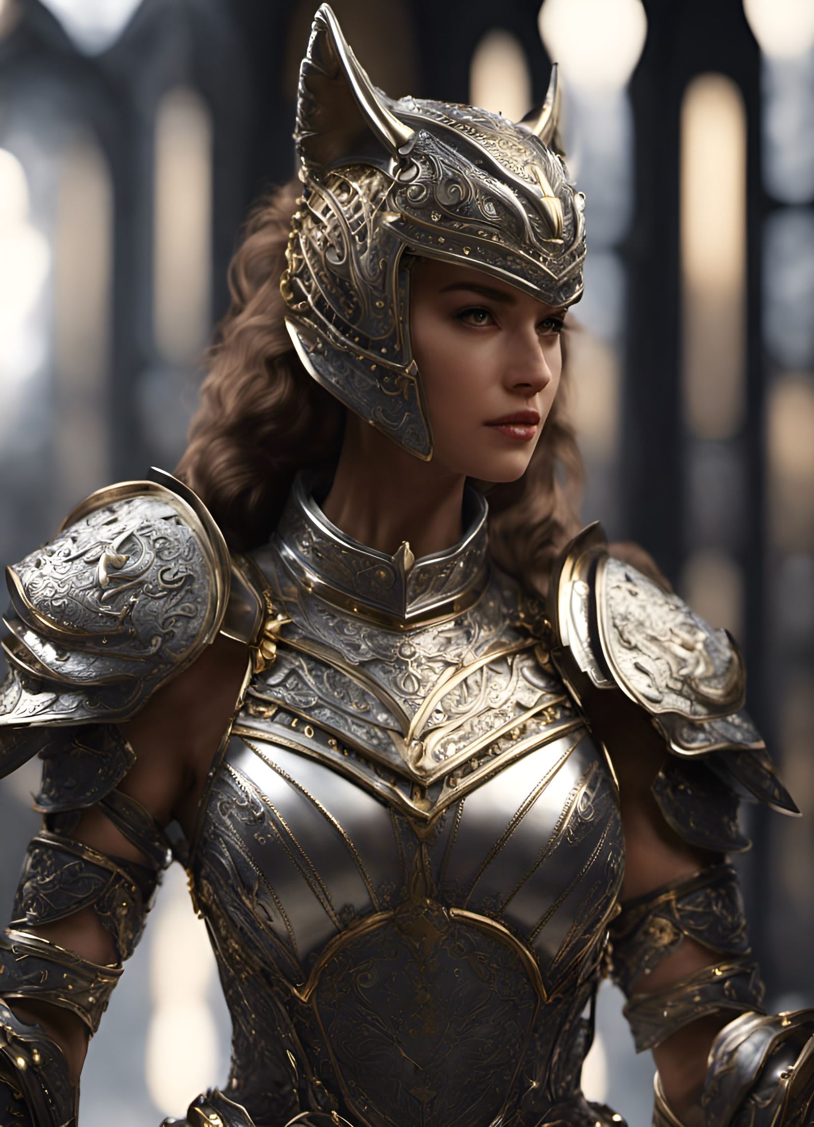 Majestic Wolf Knight in Silver Armor