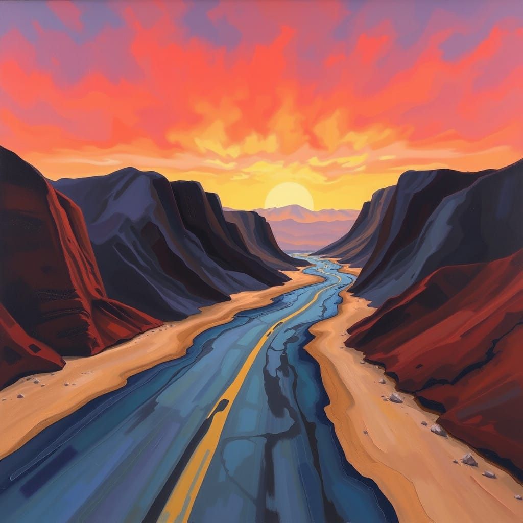 Asymmetrical Oil Masterpiece with Relational Color