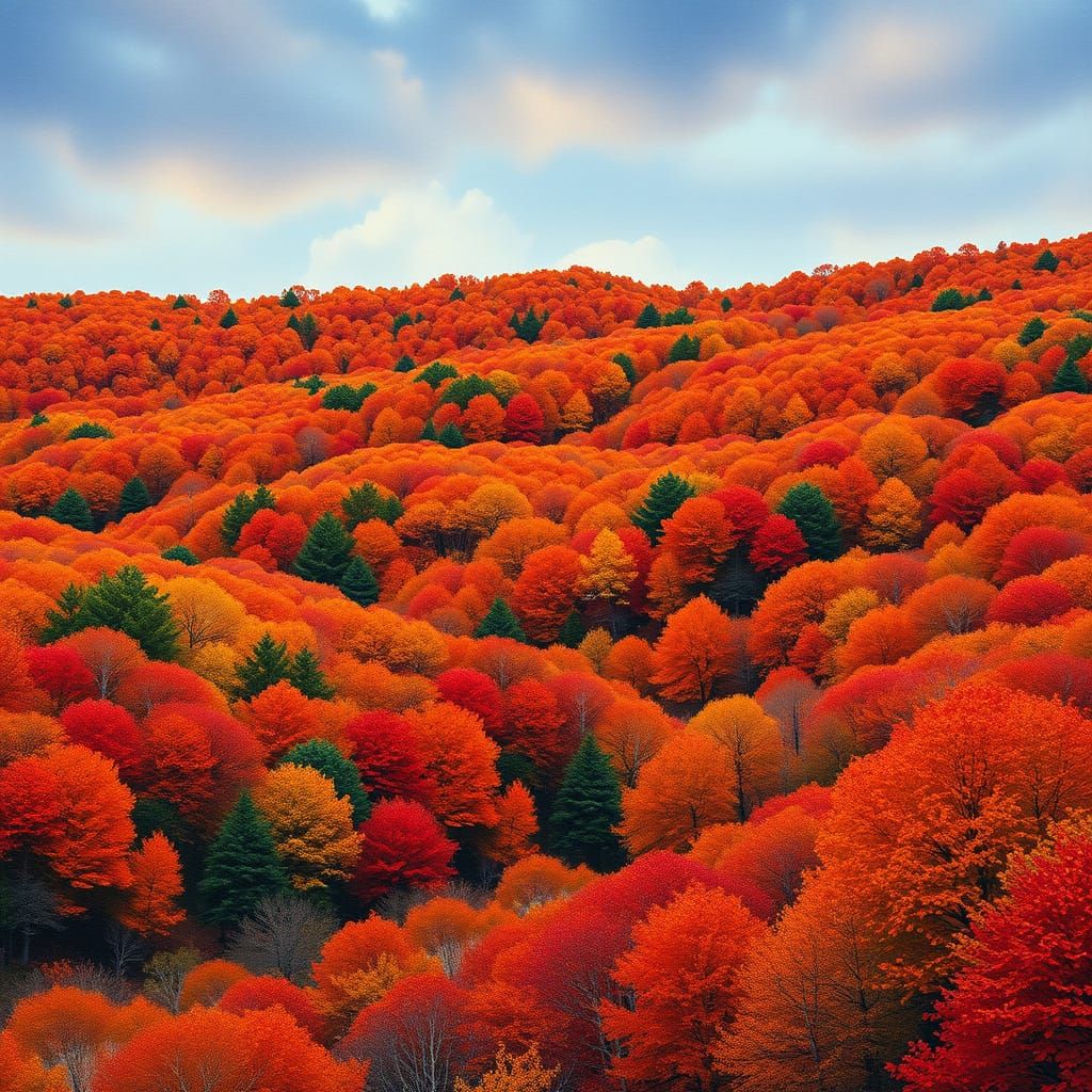 New England Hills in Autumn Colors: Matte Painting