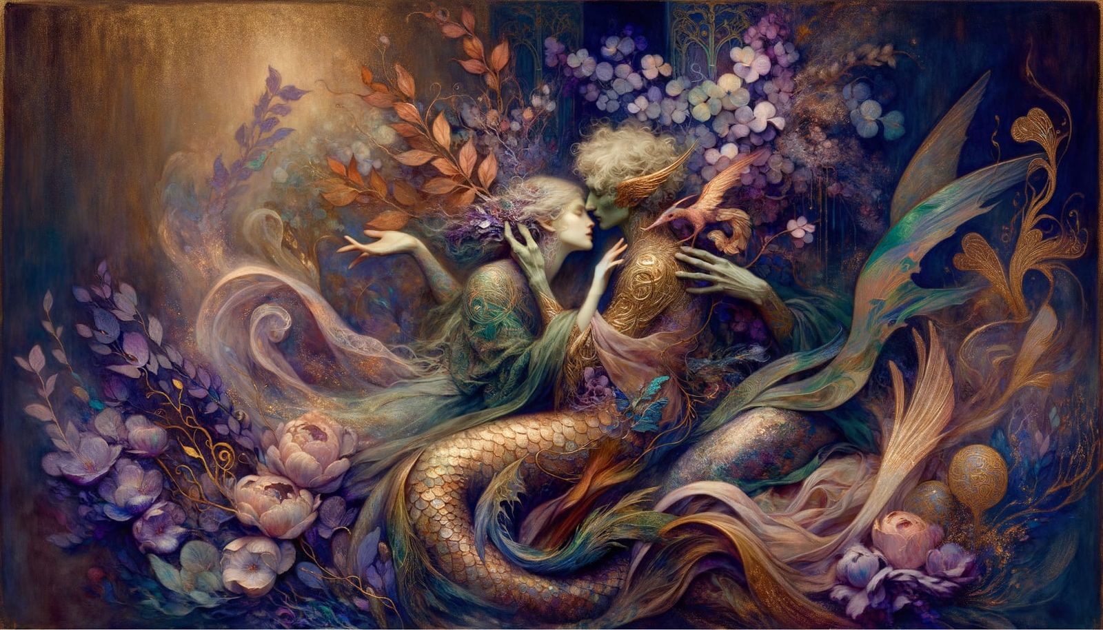 Romantic Pre-Raphaelite Goddesses in Whispers of Golden Ligh...