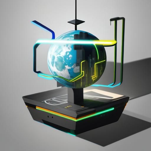 Skills Portrait with Neon Icons in Futuristic Digital Art