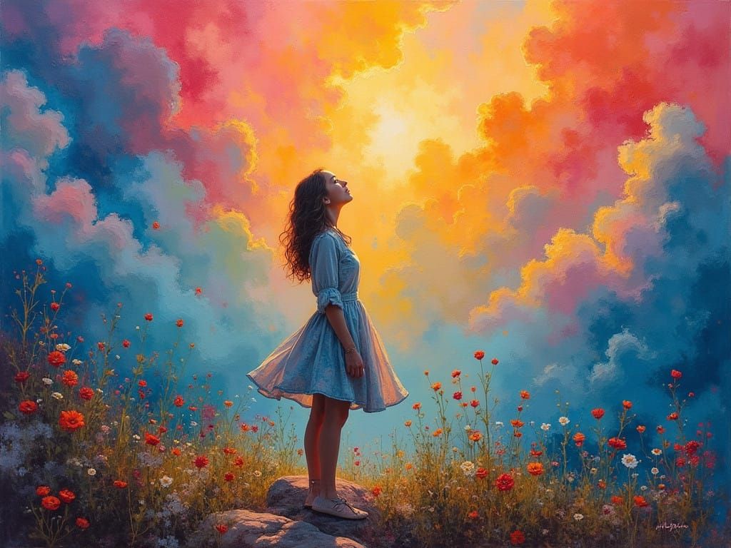 Vibrant Colors of Everyday Wonder in Impasto Masterpiece