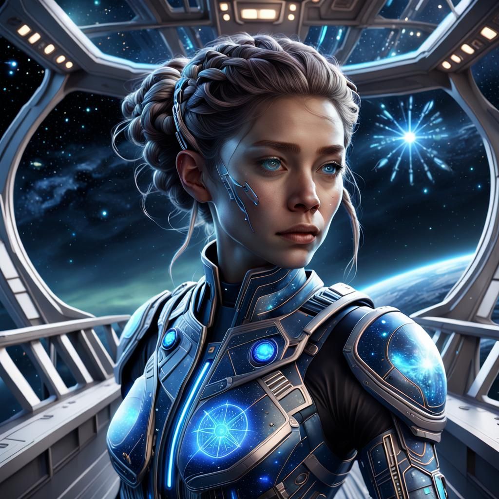 Sci-Fi Concept Art: Half-Alien on Spaceship Bridge