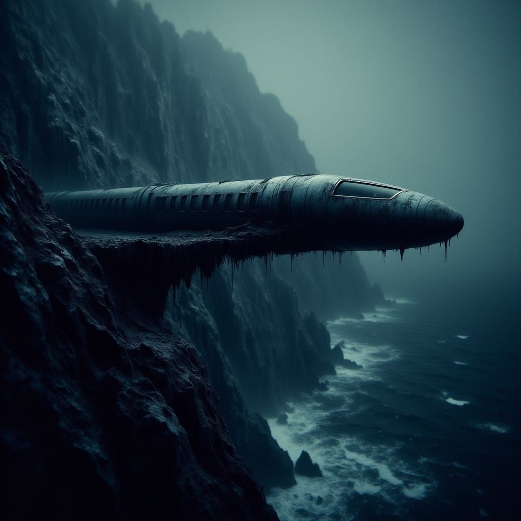 Eerie Futuristic Bullet Train Teeters on Cliff's Edge