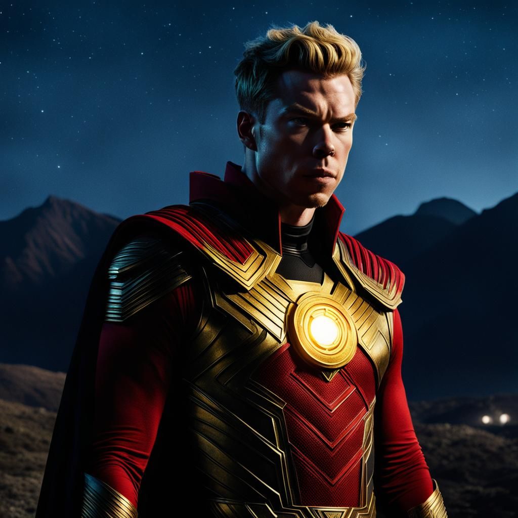 Adam Warlock in Mountain Range at Night