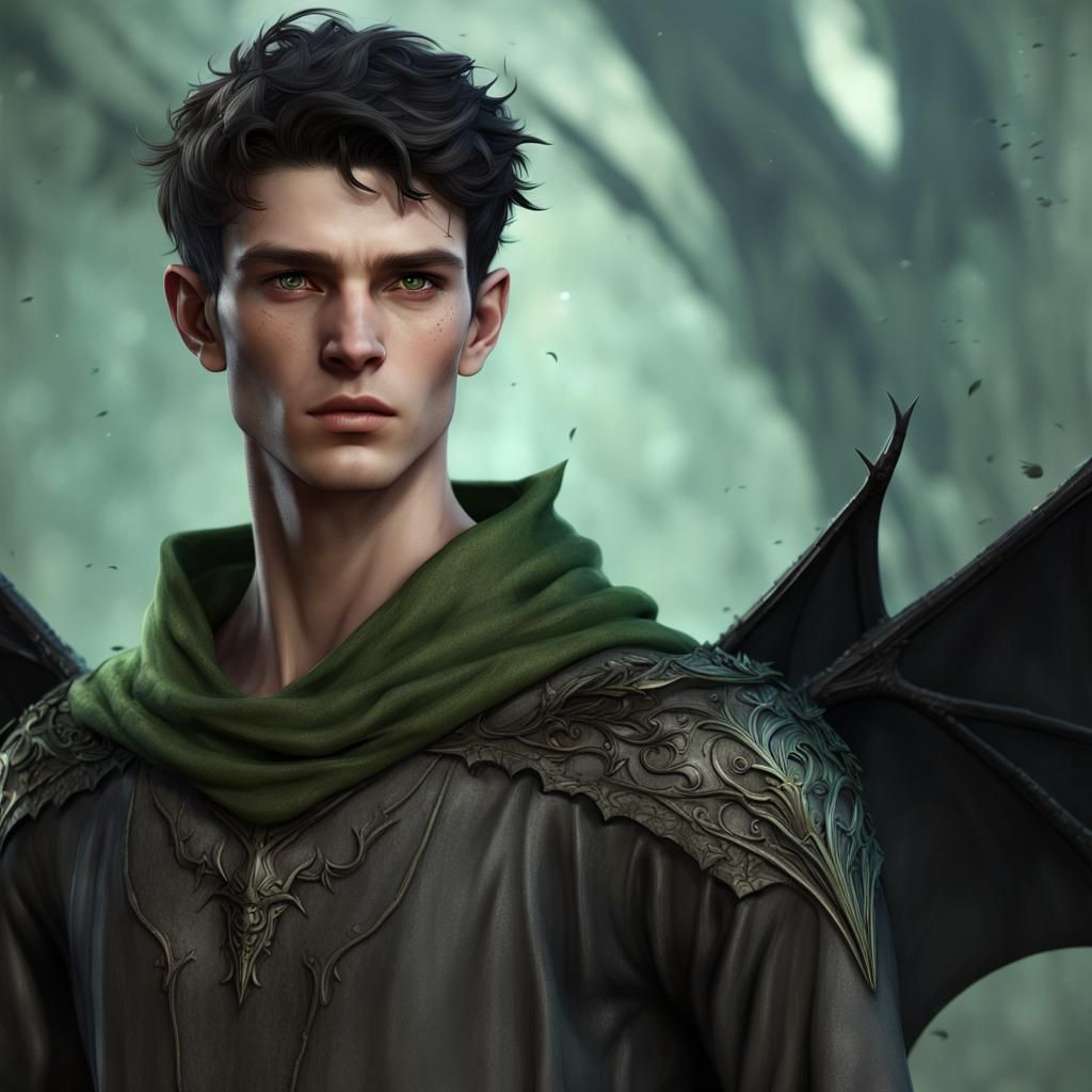 Male Faerie with Bat Wings, Fantasy Concept Art