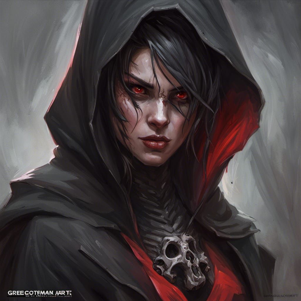 Dark Necromancer Portrait in Digital Art Style