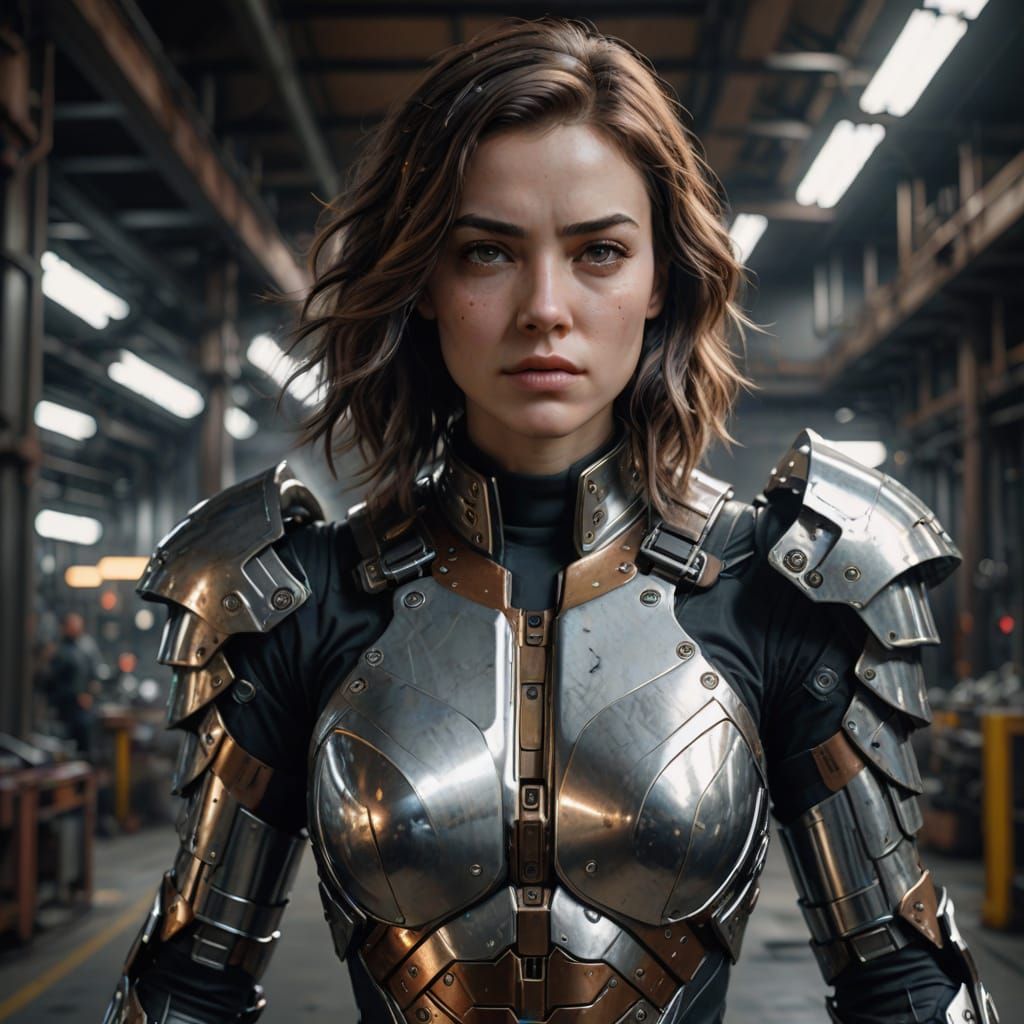 Cyberpunk Woman in Futuristic Armor