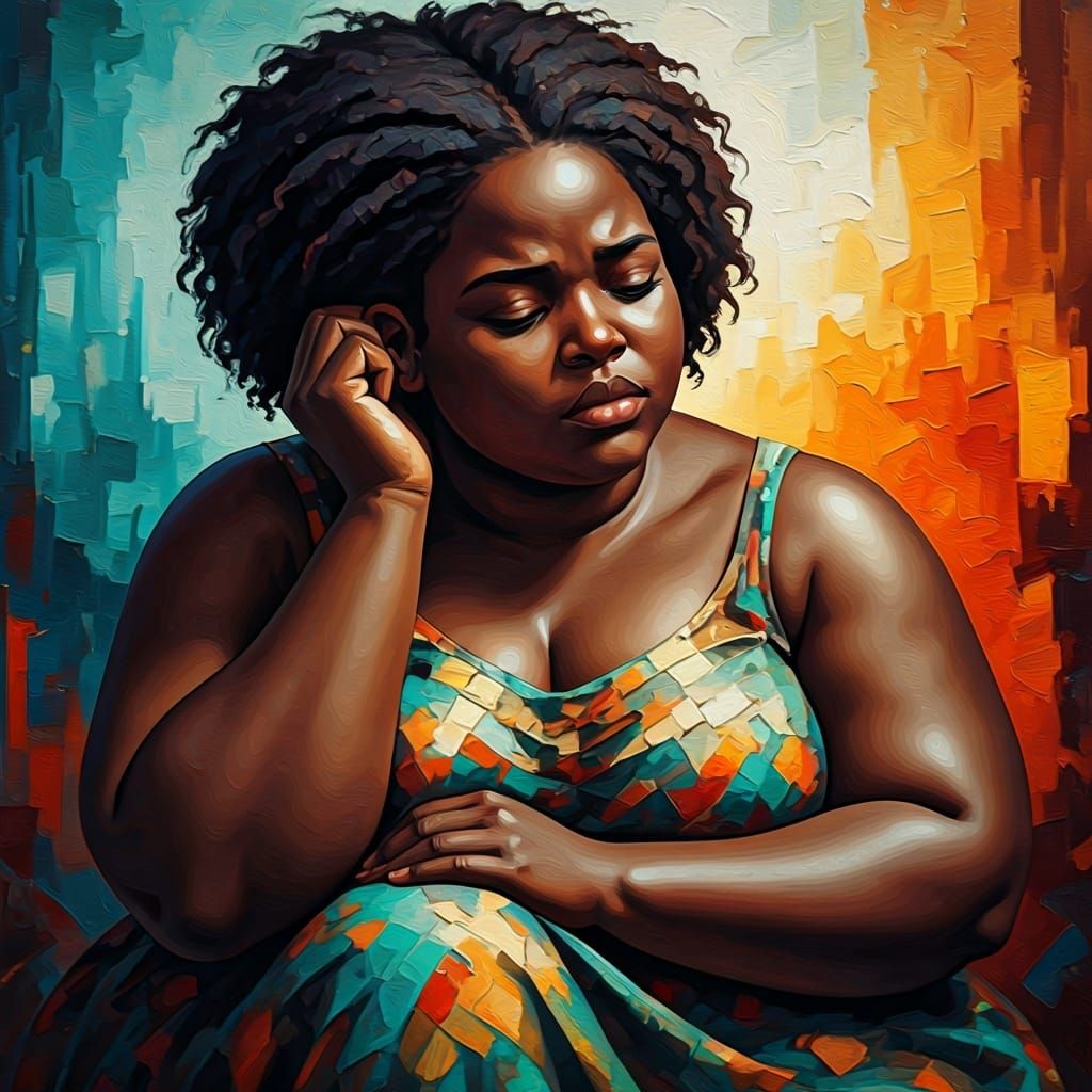 Woman with Earache in Expressionist Style