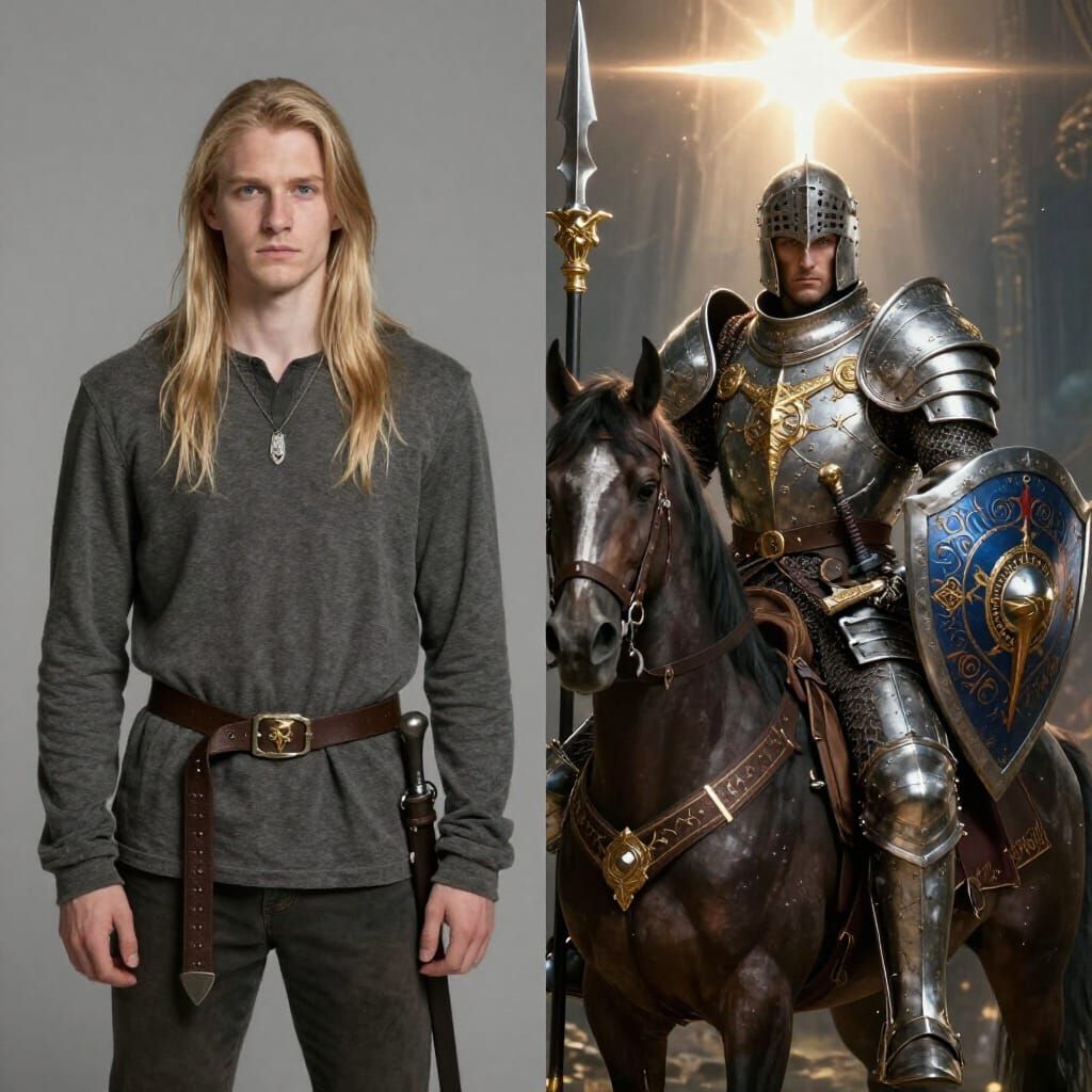 DnD Squire to Knight Transformation Portrait