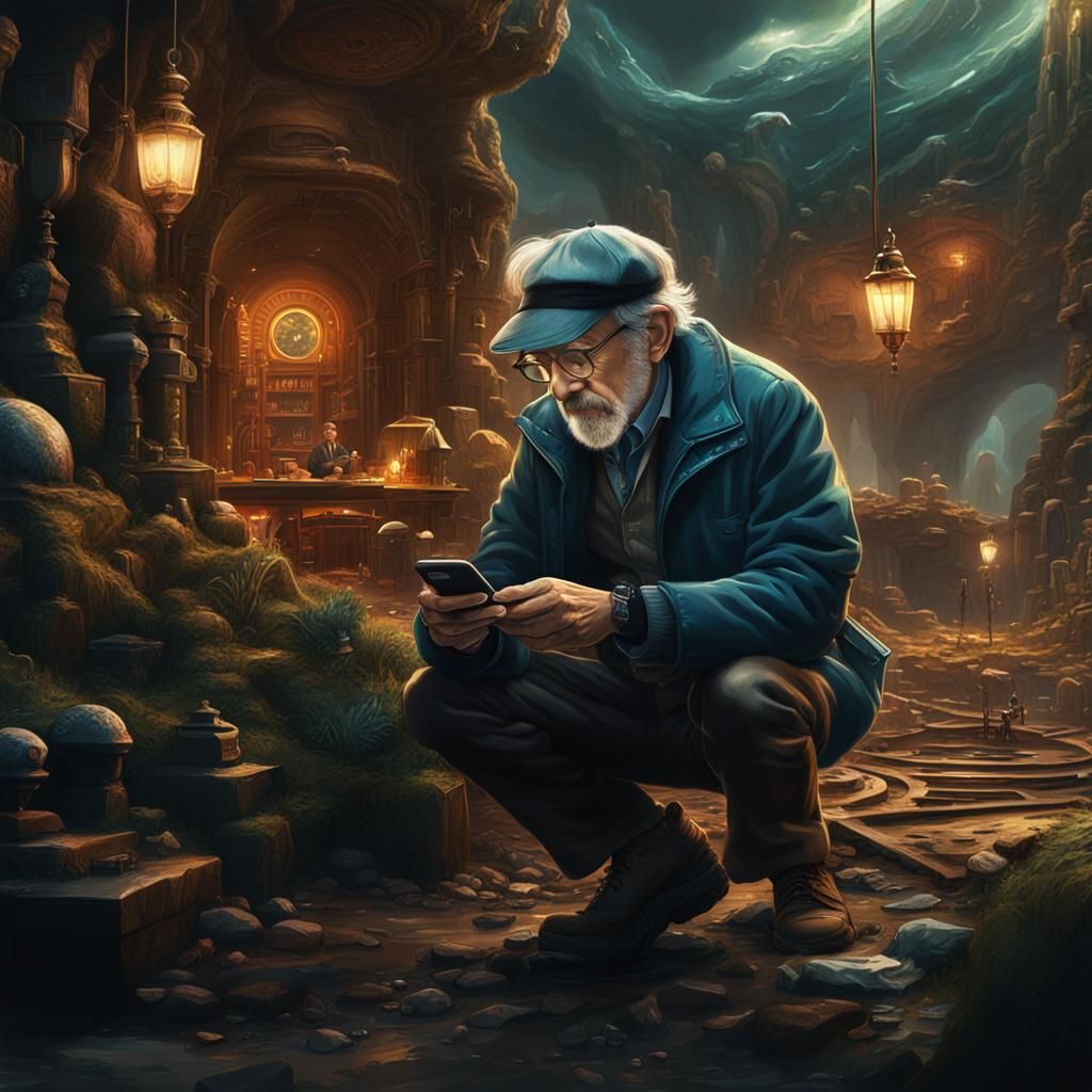 Steven Spielberg Checking His Phone: Digital Matte Painting