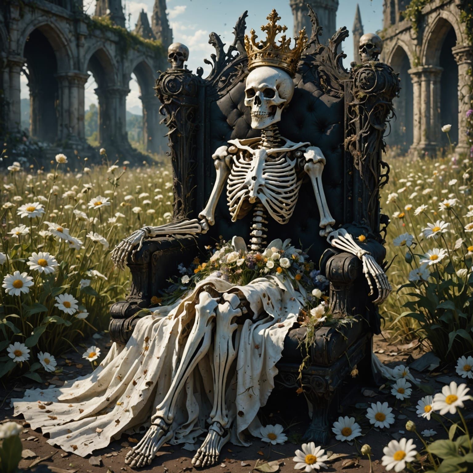 Ethereal Dark Fantasy Queen Reigns Over Withered Kingdom