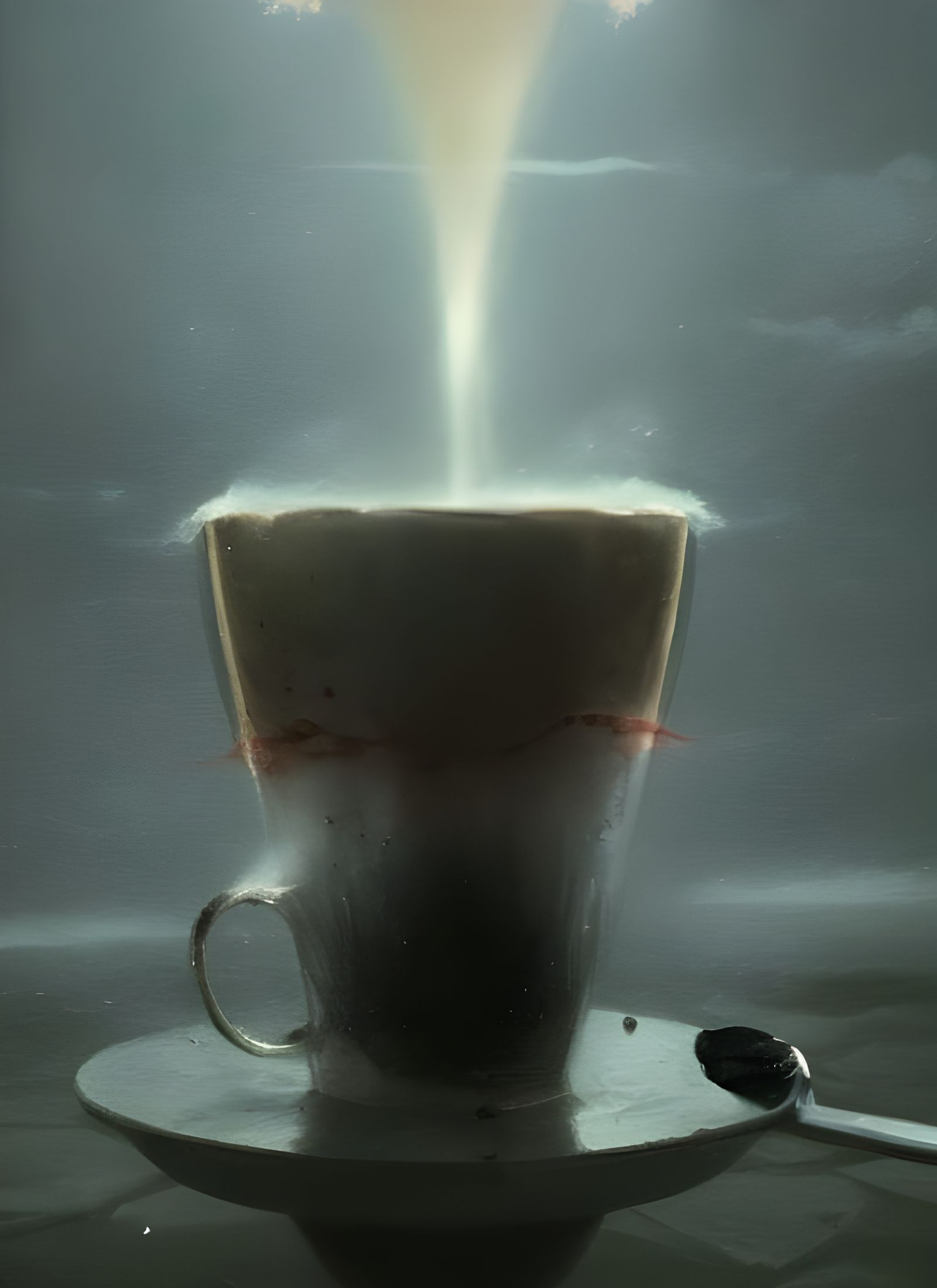 Tornado in Coffee Cup: Matte Oil Painting