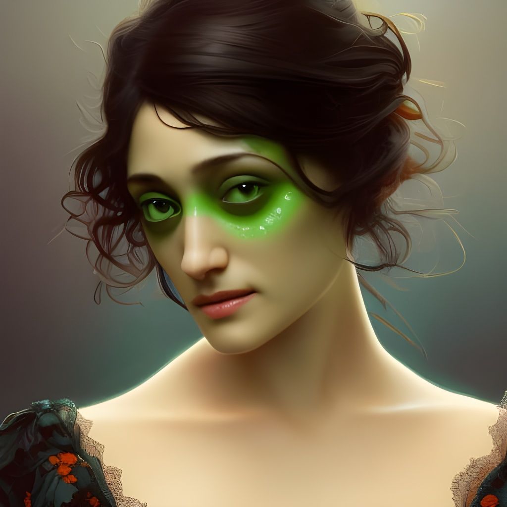 Victorian Woman Portrait in Art Nouveau Style