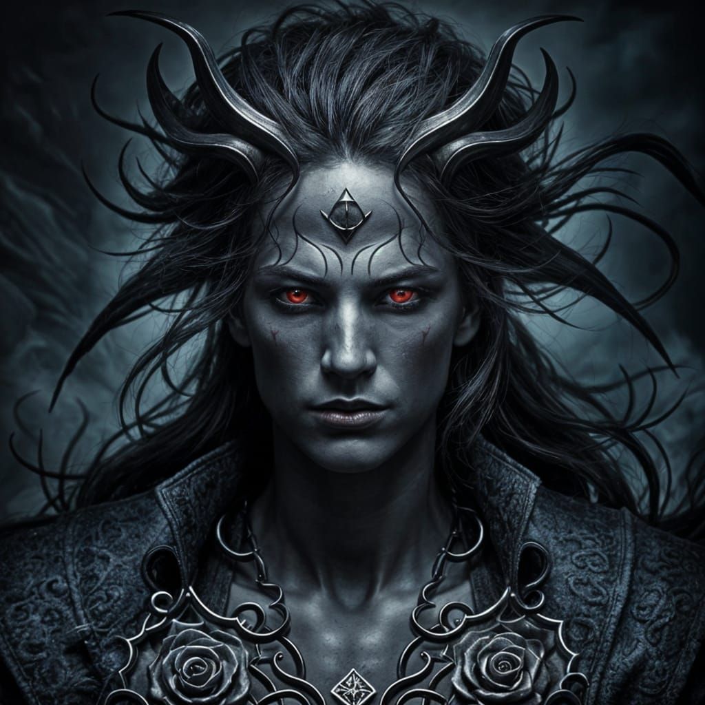 Necromancer Casting Dark Magic Spell in a Storm