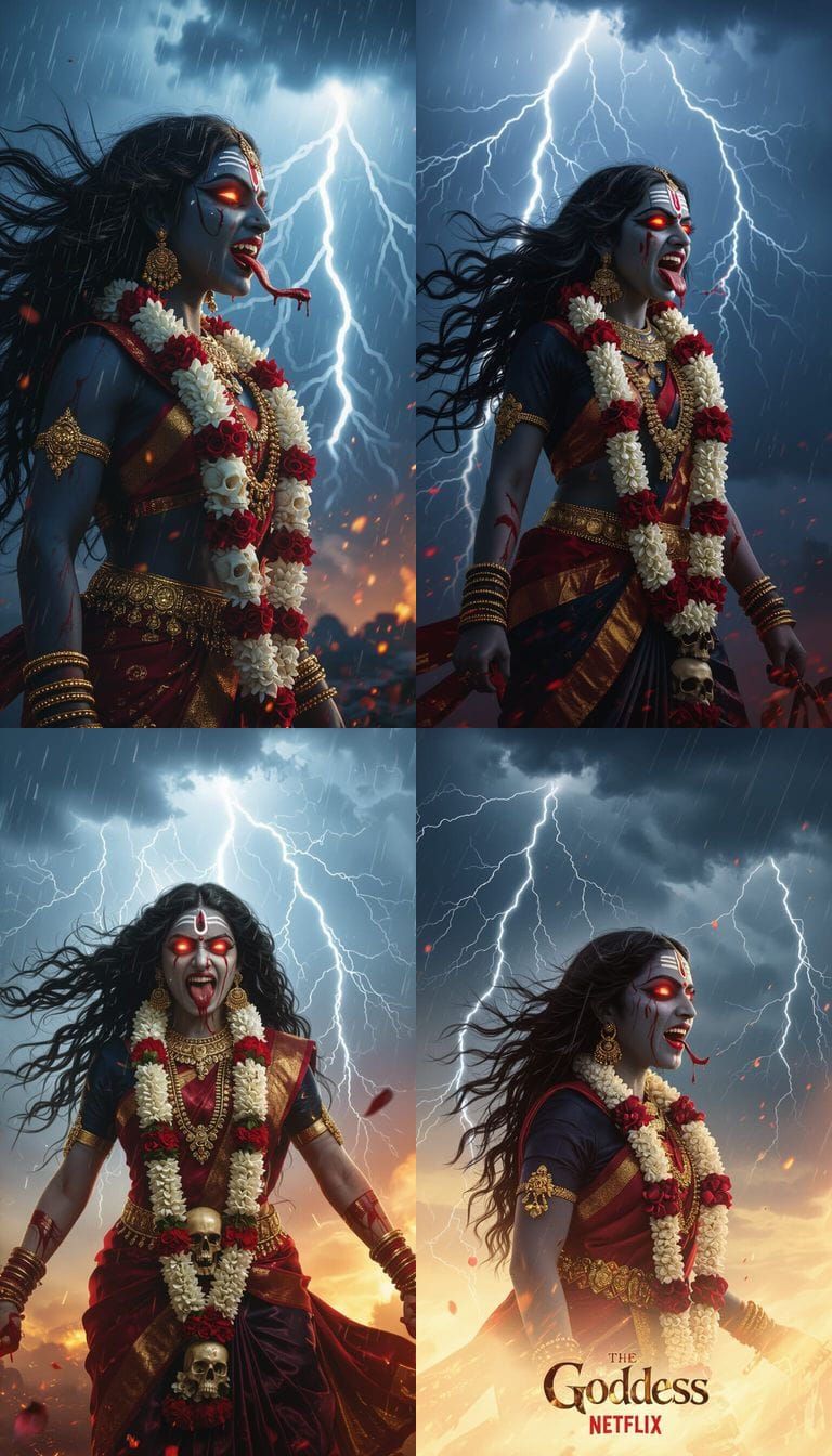 Goddess Kali in Stormy Sky Cinematic Shot