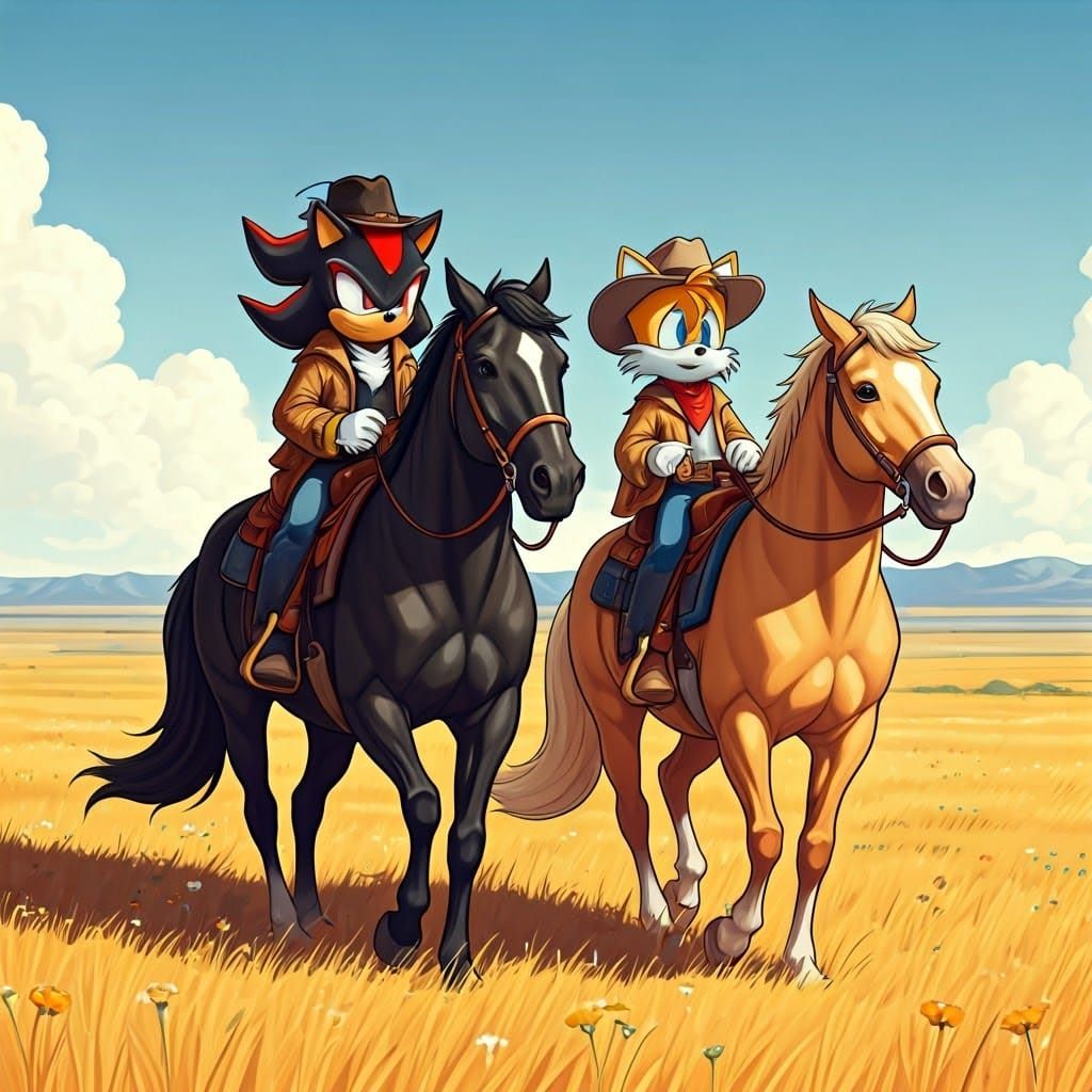 Country Western Sonic Heroes Ride the American Prairie