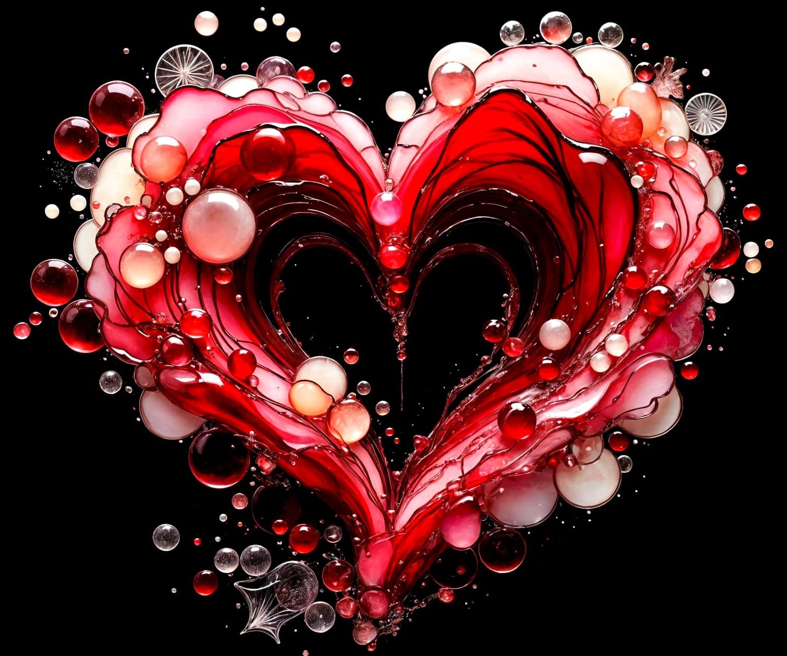 Elaborate Red Glass Heart in Abstract Style