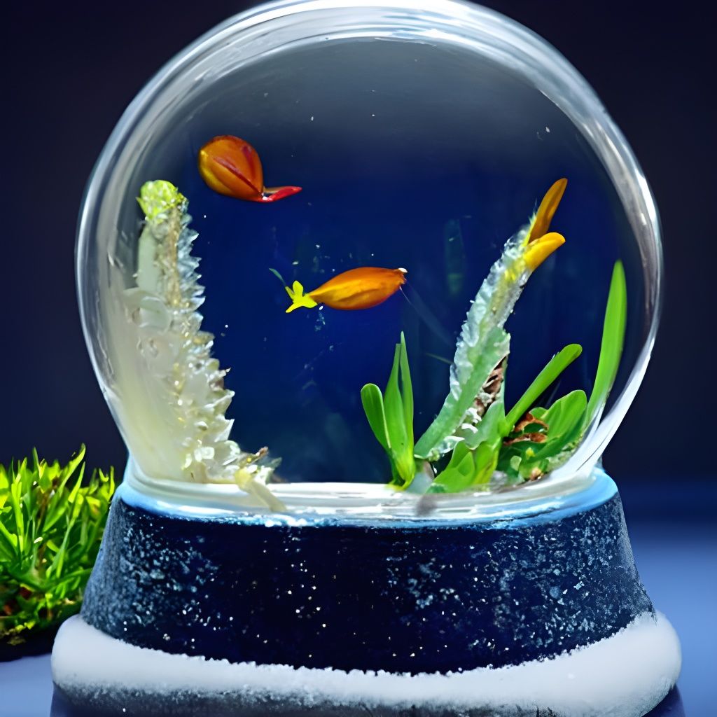 Aquarium Fish and Plants in Snow Globe