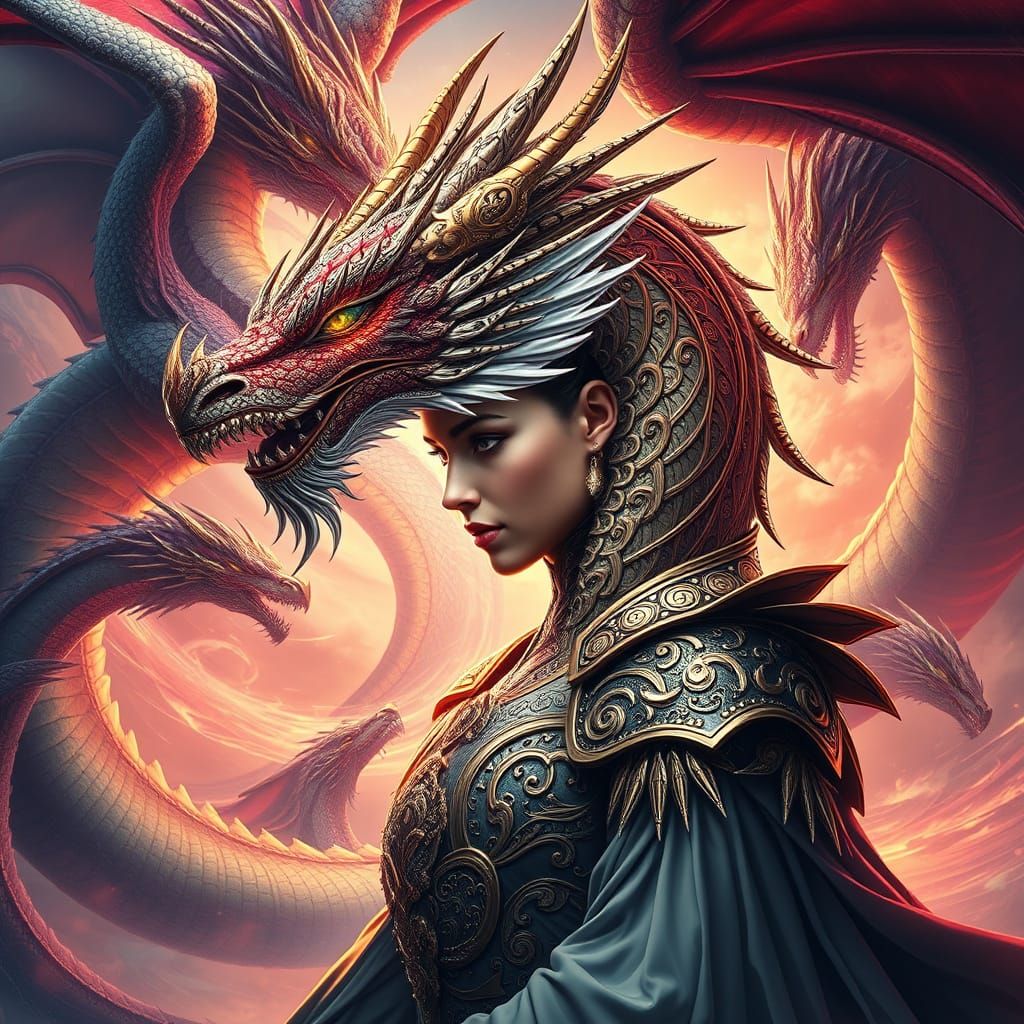 Dragon Queen Soars Amidst Swirling Vortex of Dragons in Cybe...