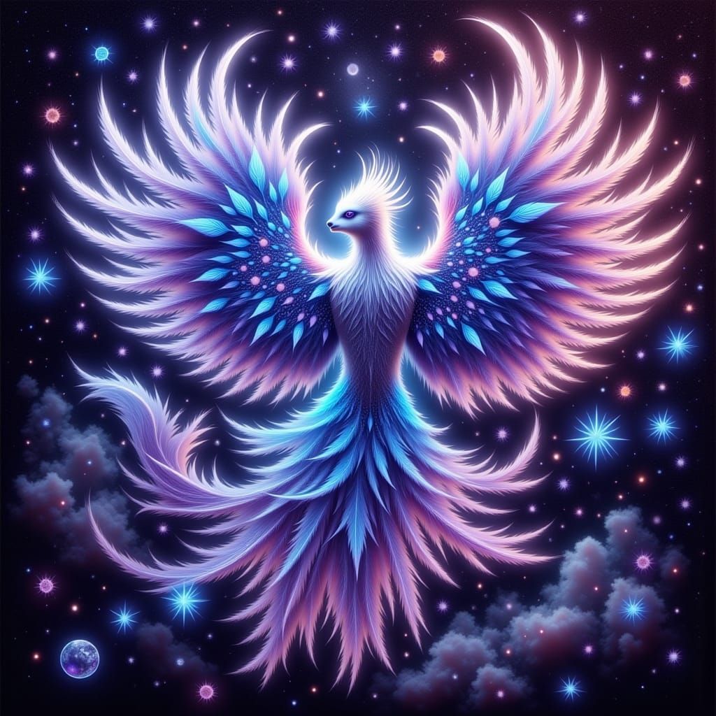 Majestic Phoenix in Cosmic Dreamscape