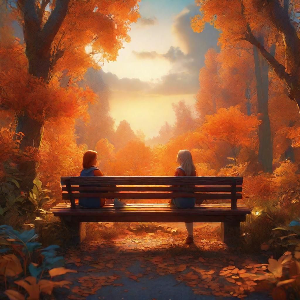 Pooh and Piglet in a Fantasy Autumn Forest