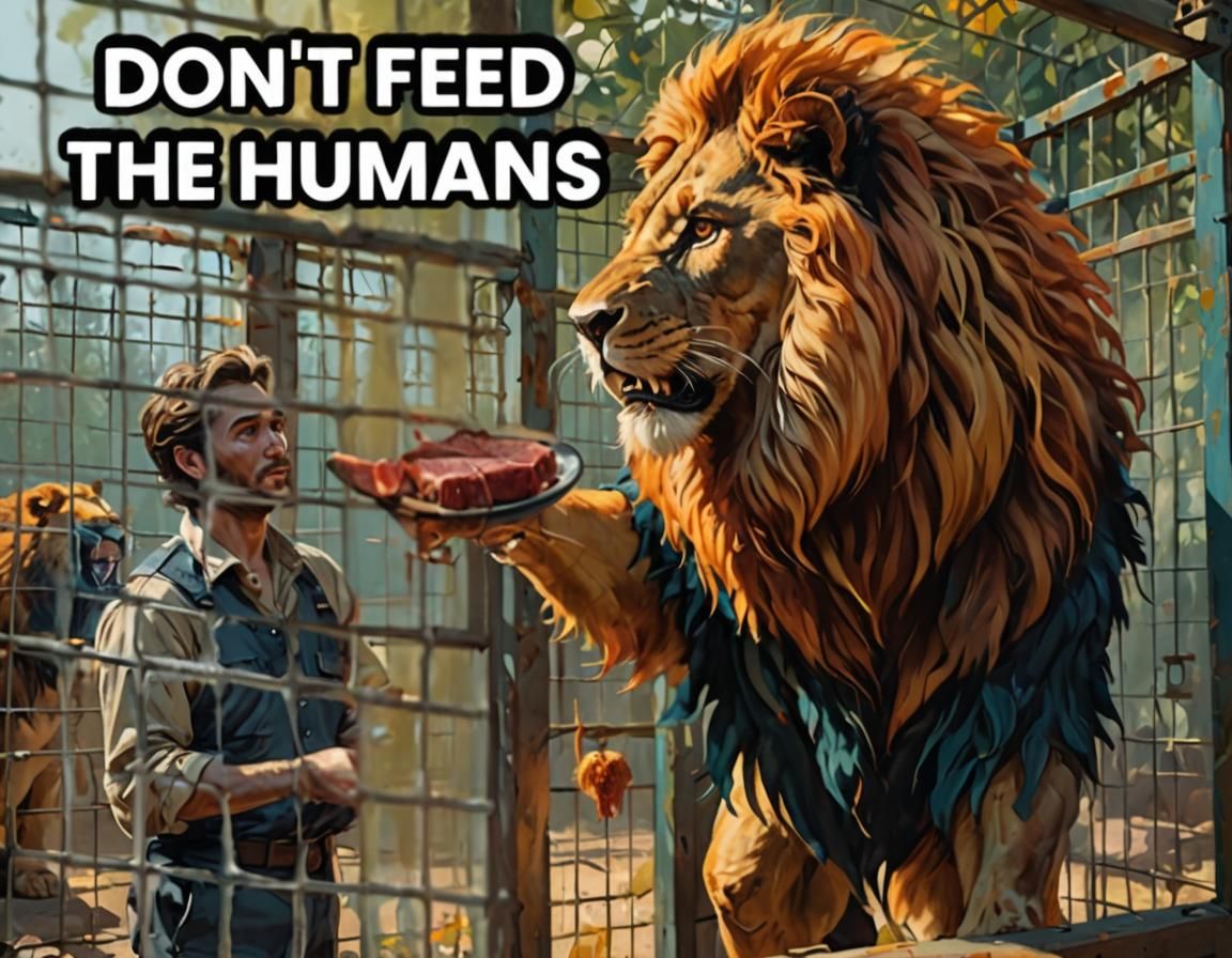 Anthropomorphic Lion Considers Human Dinner, Concept Art