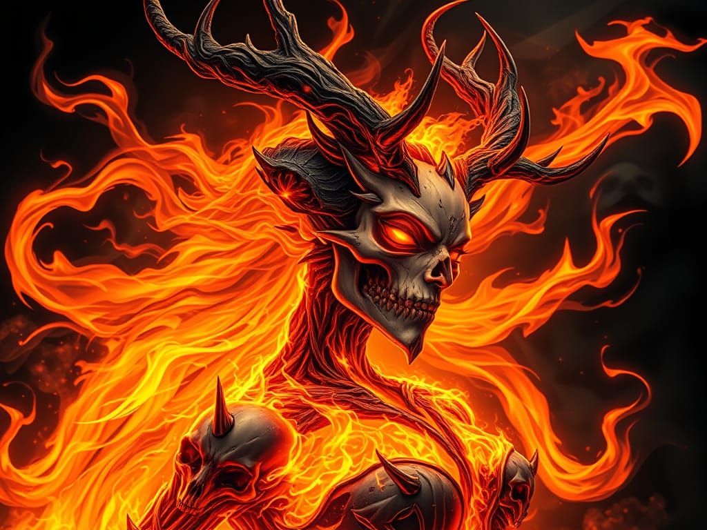 Mystical Woman Emerging from Flames