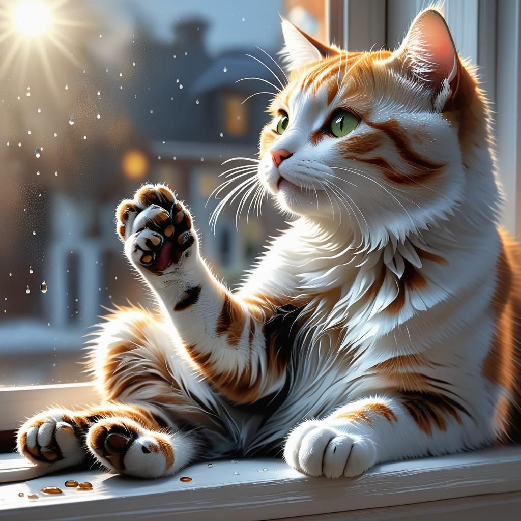 Cat playing with the light