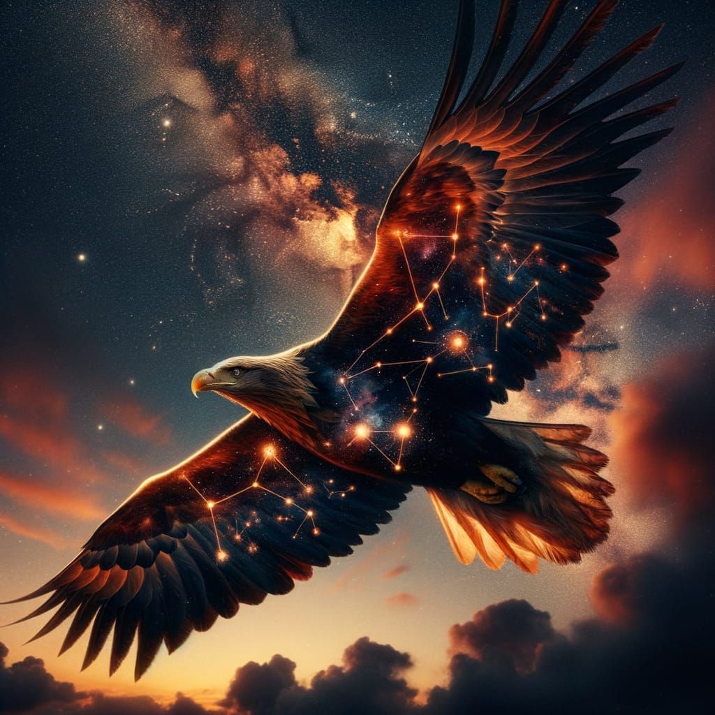 Ethereal Eagle Soars Through Celestial Skies
