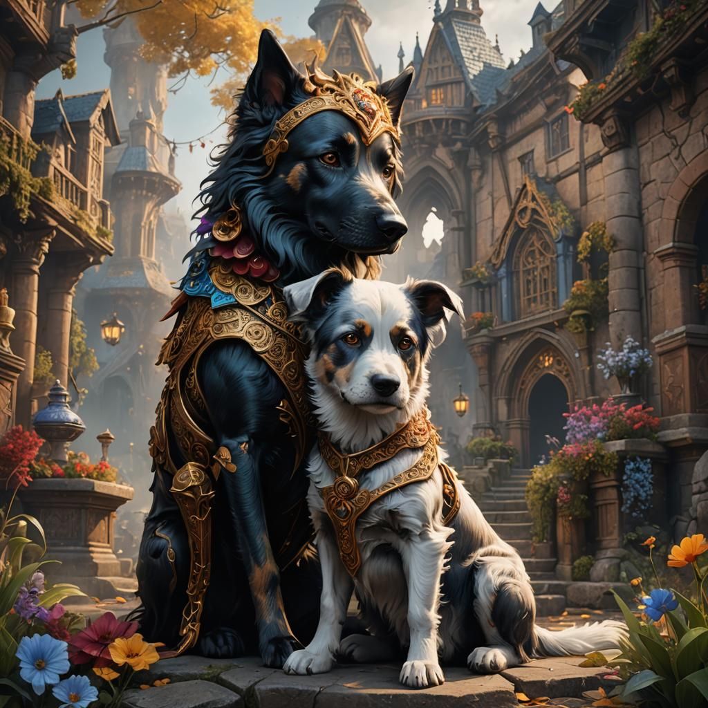 Detailed Matte Painting of Dog Love