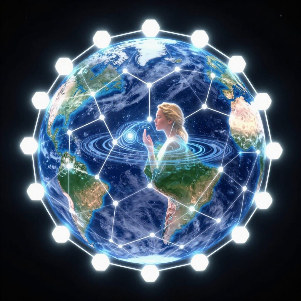 Futuristic Earth Network with Woman's Voice Visualization