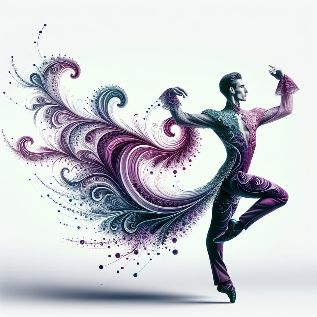 Elegant Irish Dancer in Amethyst and Diamond Fractals