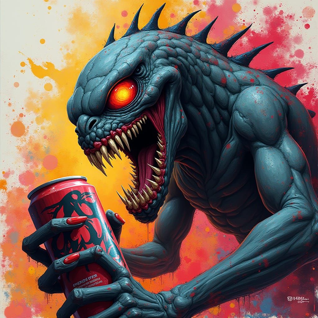 Gritty Urban Monster with Energy Drink