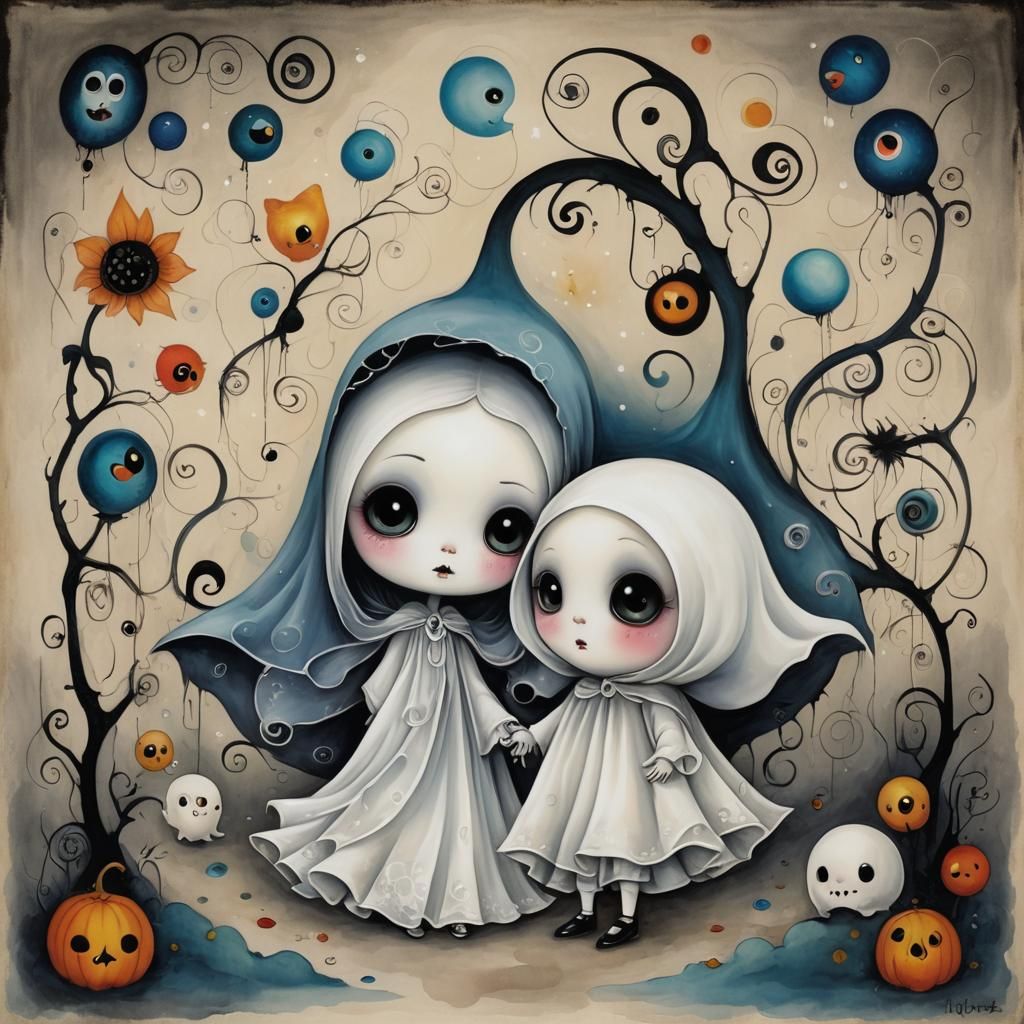 Cute Cartoon Ghost Fairytale Illustration