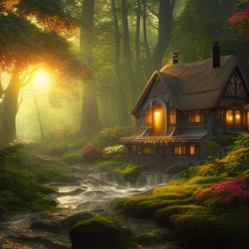 Sunlit Cottage Retreat in Dense Woodland